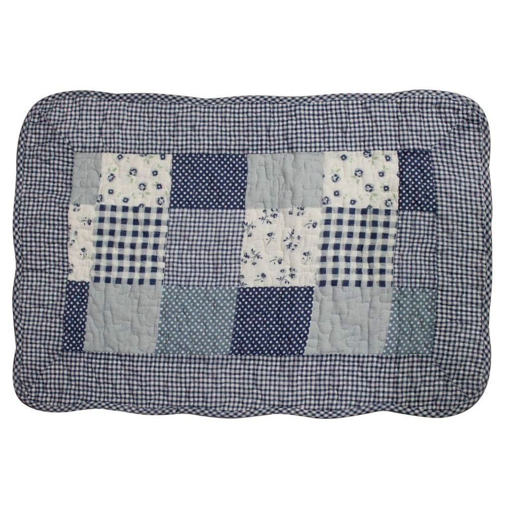Tapete Patchwork Floral Azul 100% Algodão 61x42 cm