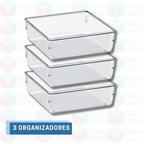 Organizador Acrílico Transparente Resistente Escritório 3 Un
