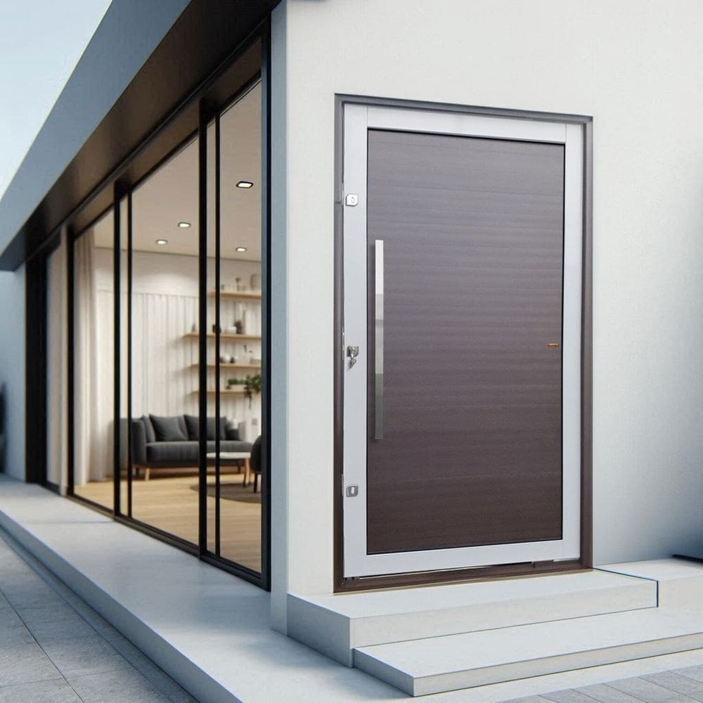 Porta Pivotante Lambril com Puxador Lado Esquerdo Elite 216x120 Mix Corten