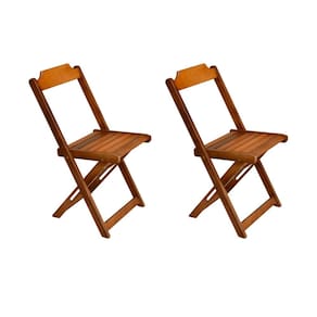 Kit 2 Cadeiras de Madeira Dobravel Castanho