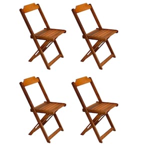Kit 4 Cadeiras de Madeira Dobravel Castanho