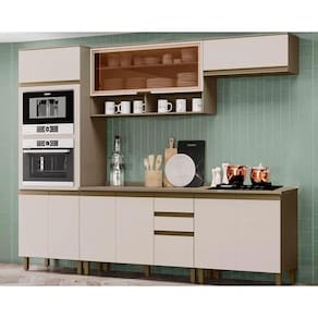 Cozinha Modulada Completa Connect 7 Peças (2 Aéreos+2 Balcões+1Paneleiro+2Complemento) CPT94 Duna/Cristal - Henn