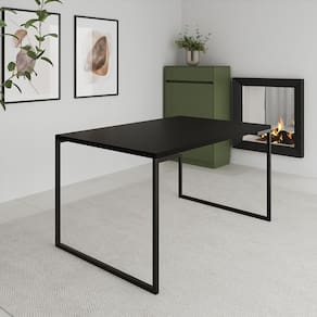 Mesa Industrial Jantar 137x90cm Preta Manchester