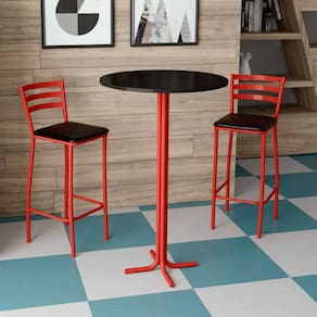 Conjunto Bistrô Mesa com 2 Banquetas Altas Morumbi Vermelho e Tampo Preto