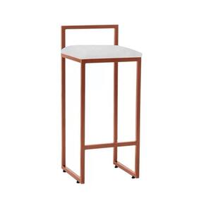 Banqueta Industrial Premium Bar Cozinha Bistrô Aço Dori Cobre Assento Suede Branco