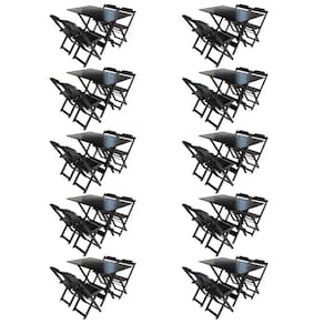 Kit 10 Jogos de Mesa com 4 Cadeiras de Madeira Dobravel 120x70 Ideal para Bar e Restaurante - Tabaco