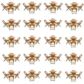 Kit 20 Jogos de Mesa Dobravel com 4 Cadeiras Tampo Redondo 70x70 Castanho