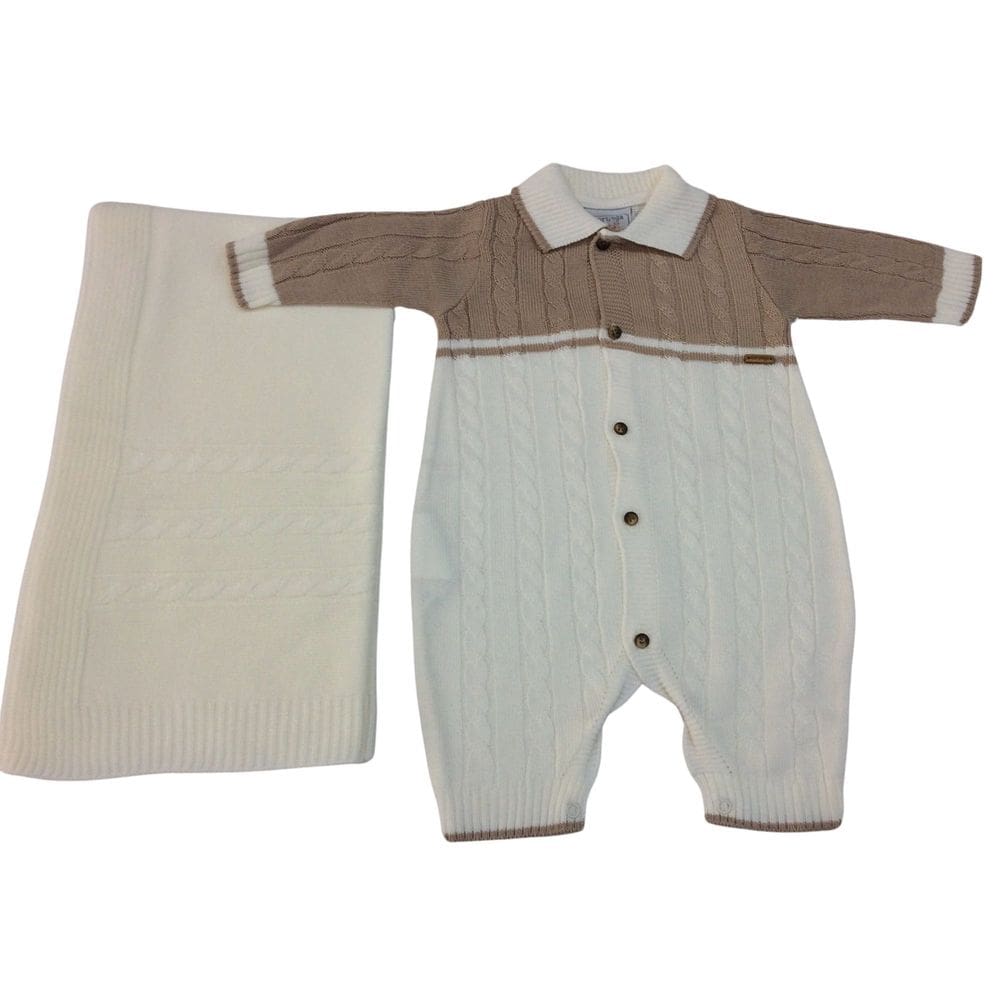 Saida Maternidade Tricot bebe masc Noruega Cru Areia