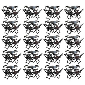 Kit 20 Jogos de Mesa com 4 Cadeiras de Madeira Dobravel 60x60 Ideal para Bar e Restaurante - Tabaco