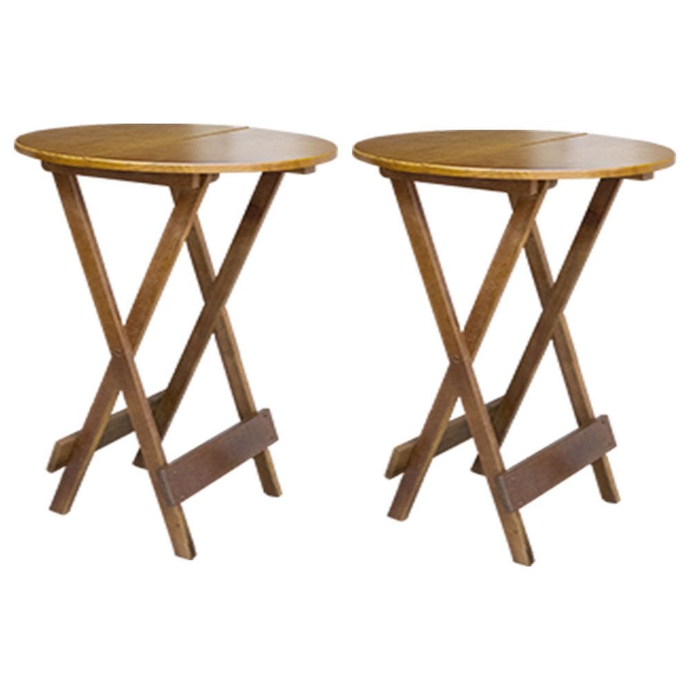 Kit 2 Mesas de Madeira Bistrô Dobravel Ideal para Bar e Restaurante Castanho