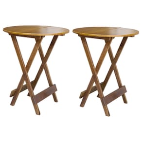 Kit 2 Mesas de Madeira Bistrô Dobravel Ideal para Bar e Restaurante Castanho