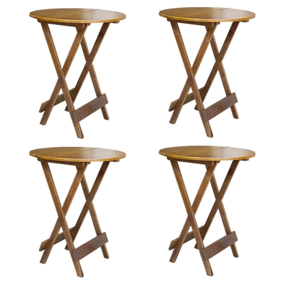 Kit 4 Mesas de Madeira Bistrô Dobravel Ideal para Bar e Restaurante Castanho