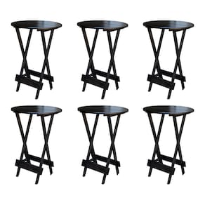 Kit 6 Mesas de Madeira Bistrô Dobravel Ideal para Bar e Restaurante Tabaco
