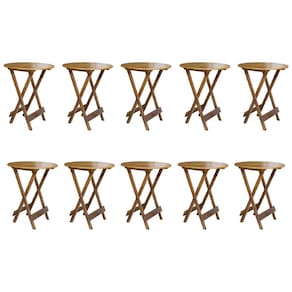Kit 10 Mesas de Madeira Bistrô Dobravel Ideal para Bar e Restaurante Castanho