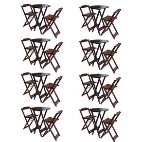 Kit 8 Jogos de Mesa Bistrô de Madeira com 2 Cadeiras Dobravel Ideal para Bar e Restaurante Imbuia