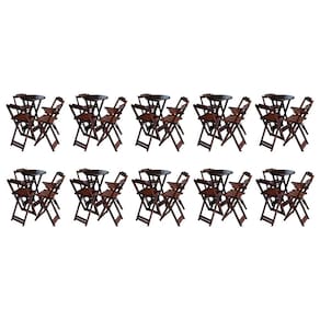 Kit 10 Jogos de Mesa Bistrô de Madeira com 4 Cadeiras Dobravel Ideal para Bar e Restaurante Imbuia