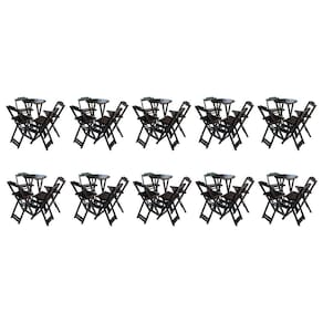 Kit 10 Jogos de Mesa Bistrô de Madeira com 4 Cadeiras Dobravel Ideal para Bar e Restaurante Tabaco