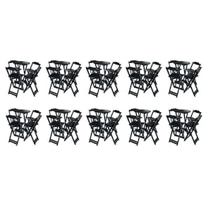 Kit 10 Jogos de Mesa Bistrô de Madeira com 4 Cadeiras Dobravel Ideal para Bar e Restaurante Preto