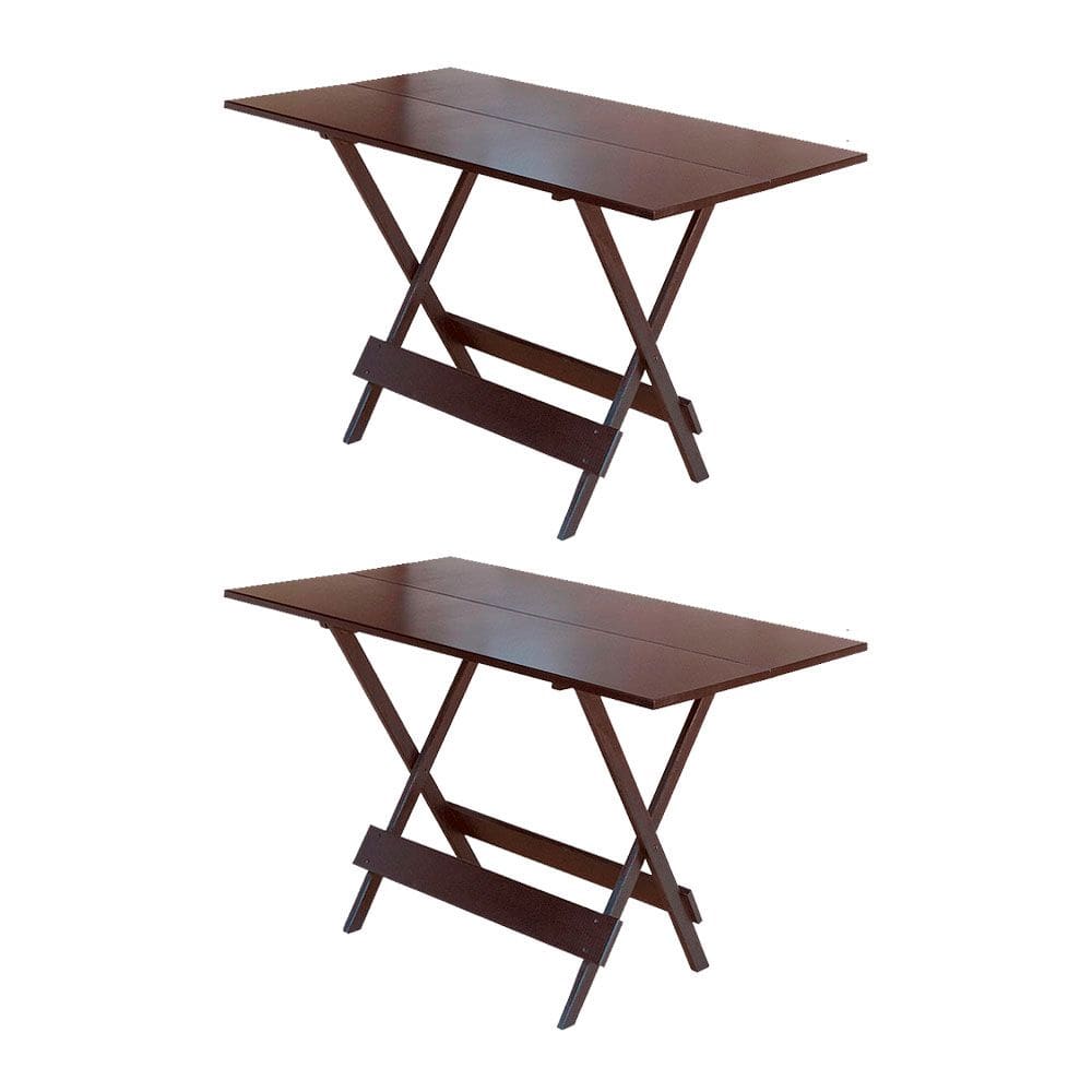 Kit 2 Mesas Dobravel de Madeira 120 X 70 Ideal para Bar e Restaurante - Imbuia