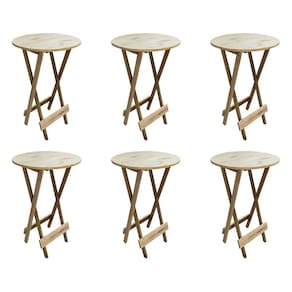 Kit 6 Mesas Bistrô de Madeira Dobrável para Restaurante - sem Pintura / Crua