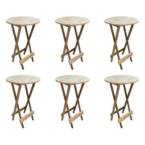 Kit 6 Mesas Bistrô de Madeira Dobrável para Bar - sem Pintura / Crua
