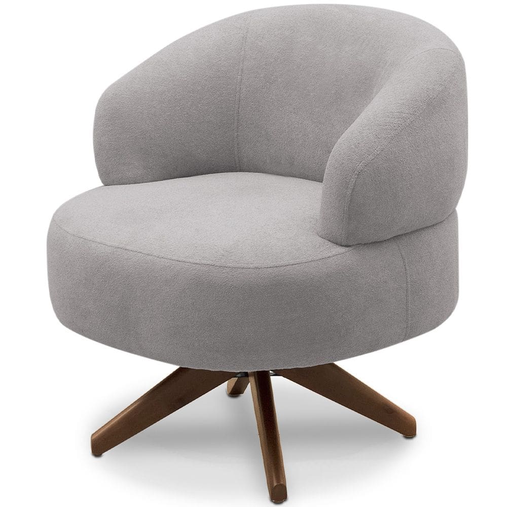 Poltrona Decorativa Giratória Sala de Estar Living Seven F04 Veludo Cinza - Lyam Decor