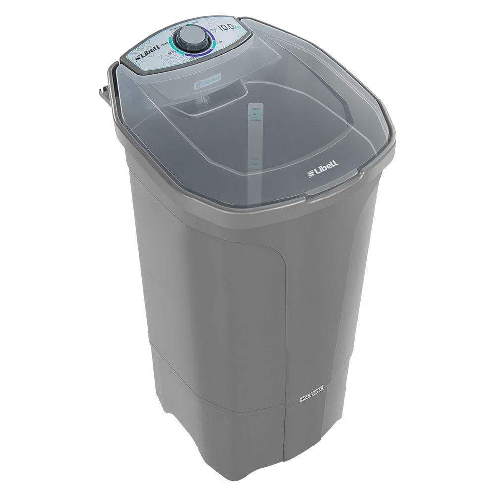 Tanquinho de Lavar Roupa Semi Automático Lavadora 10kg Libell 110v com Sistema de Turbilhonamento Cor Prata