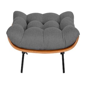 Puff Decorativo Costela Veludo Cinza - Montanaris Decor