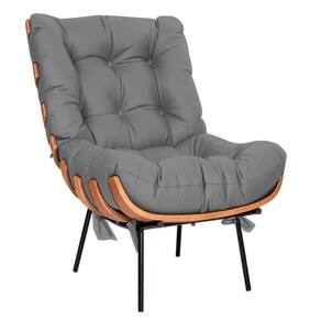 Poltrona Decorativa Costela Veludo Cinza - Montanaris Decor