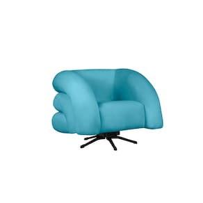 Poltrona Decorativa Giratória Micheli Veludo Azul Turquesa - Montanaris Decor