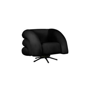 Poltrona Decorativa Giratória Micheli Veludo Preto - Montanaris Decor