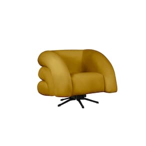 Poltrona Decorativa Giratória Micheli Veludo Mostarda - Montanaris Decor