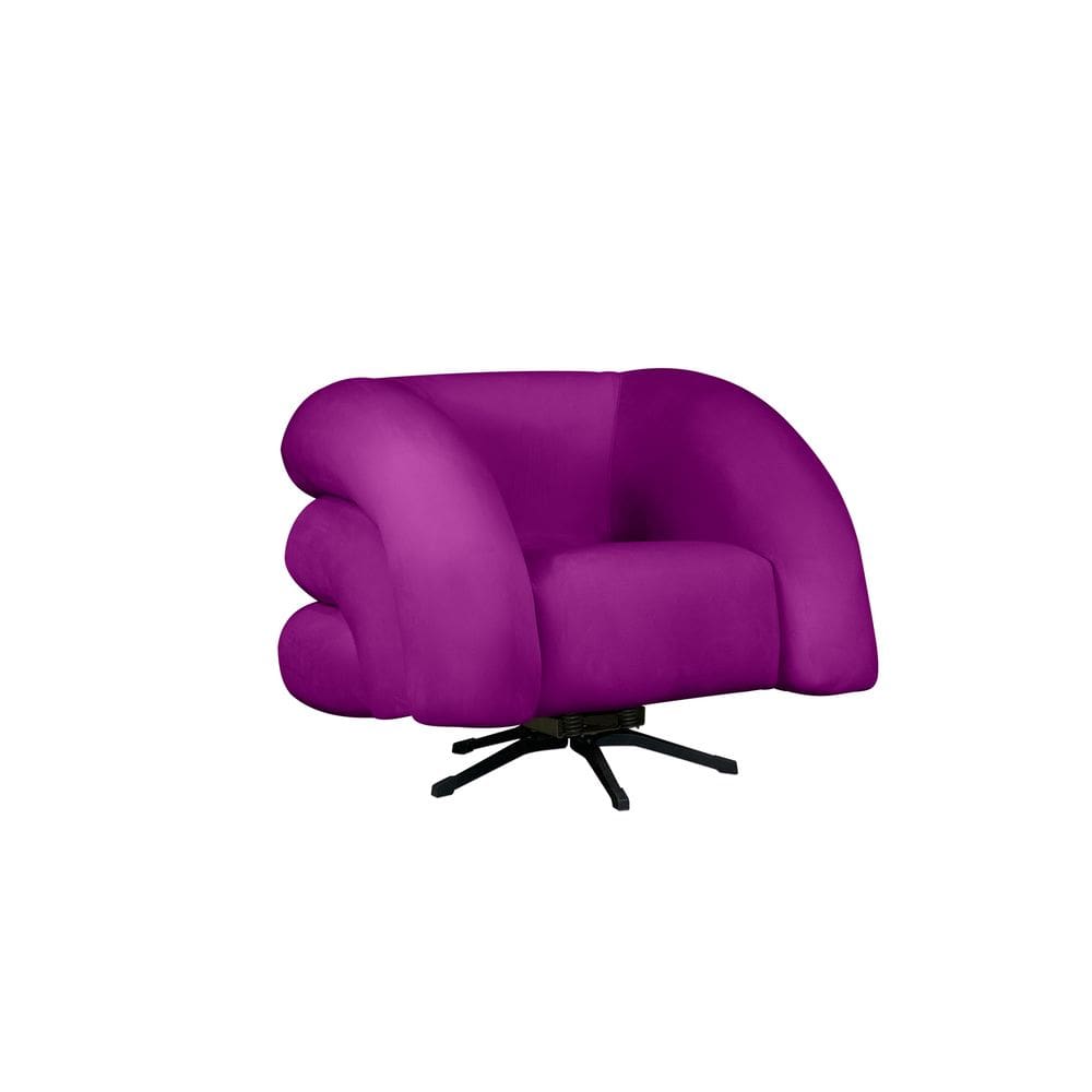 Poltrona Decorativa Giratória Micheli Veludo Roxo - Montanaris Decor