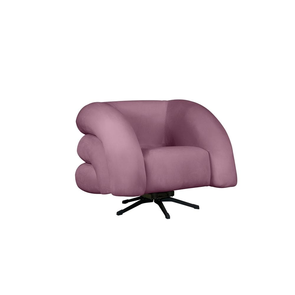 Poltrona Decorativa Giratória Micheli Veludo Rosê - Montanaris Decor