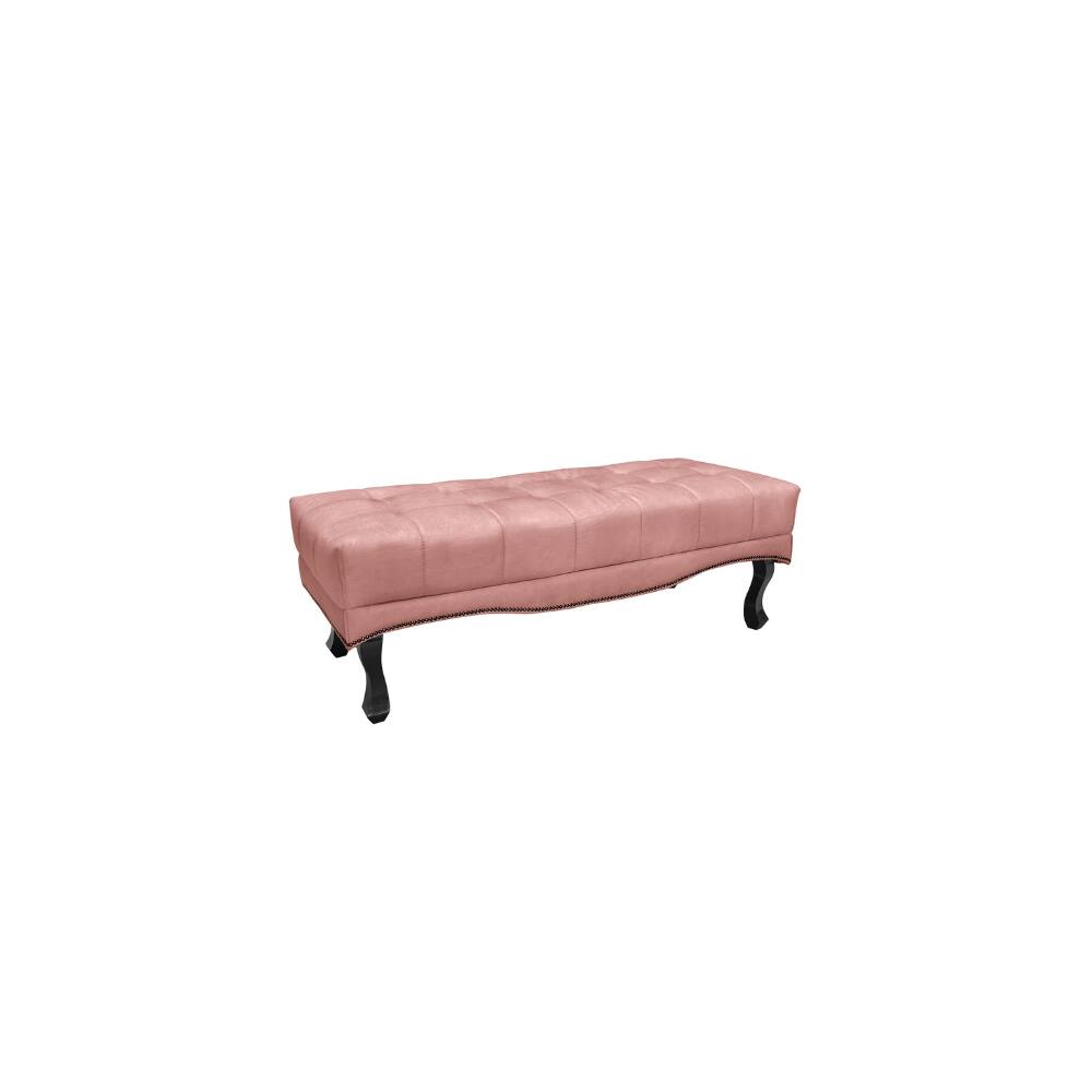 Recamier Calçadeira Decorativo Vicenza 1,60 cm Veludo Rosa - Montanaris Decor