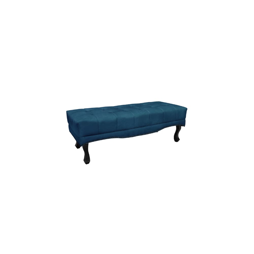 Recamier Calçadeira Decorativo Vicenza 1,60 cm Veludo Azul - Montanaris Decor