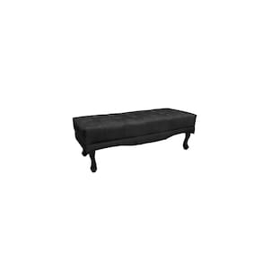 Recamier Calçadeira Decorativo Vicenza 1,40 cm Veludo Preto - Montanaris Decor