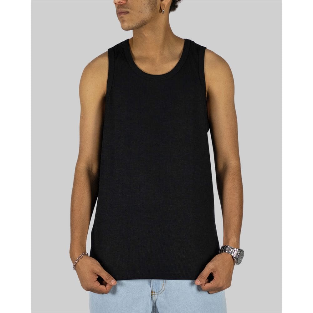 Regata Plano C Ribbed Basic - Preto - Preto - G