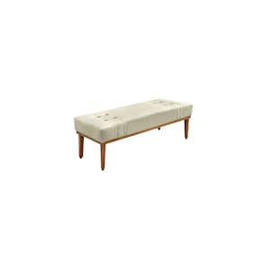 Recamier Calçadeira Decorativo Gênova 1,60 cm Veludo Bege - Montanaris Decor
