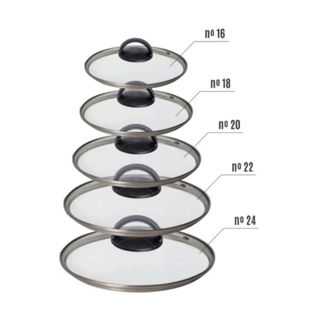Jogo 5 Tampas De Vidro Avulsas: 16cm 18cm 20cm 22cm E 24cm