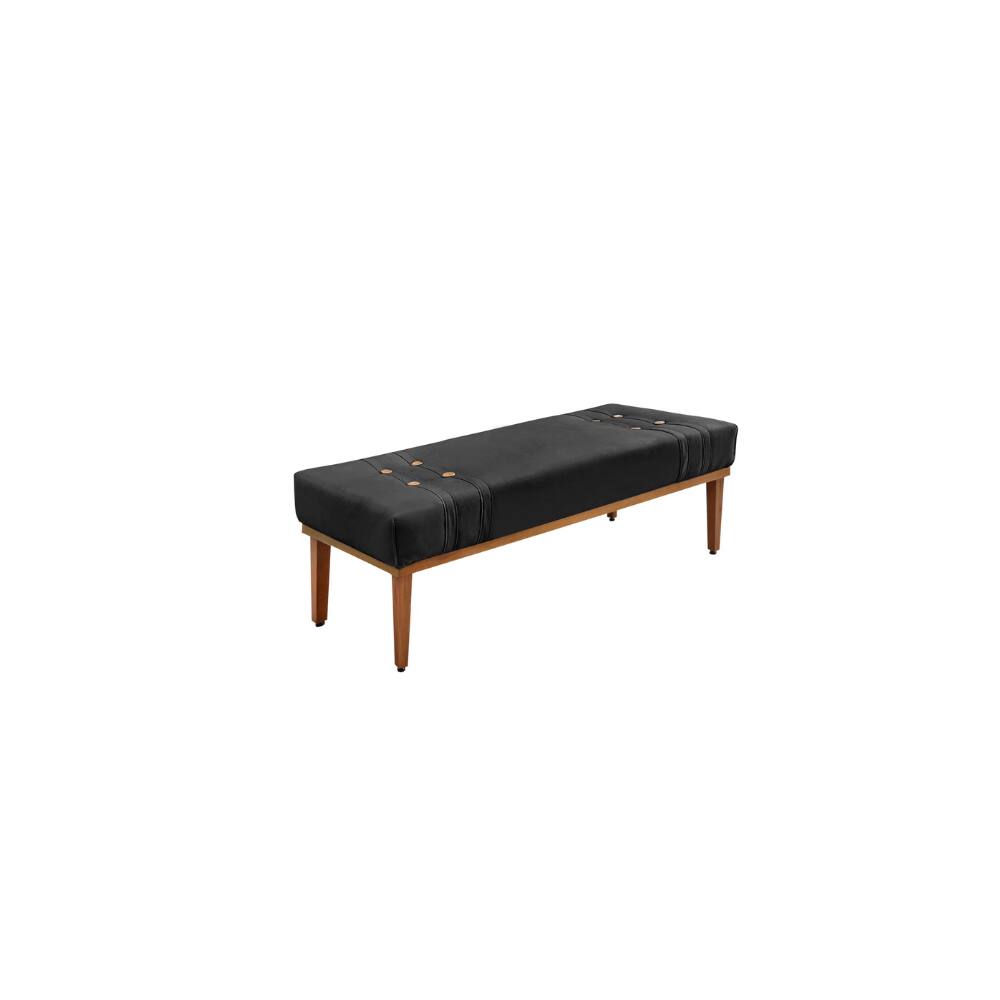 Recamier Calçadeira Decorativo Gênova 0,90 cm Veludo Preto - Montanaris Decor