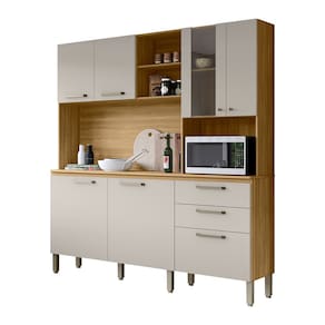 Armário de Cozinha Compacta 6 Portas e 3 Gavetas 182 cm Megan Freijó/Soft - Pallazio