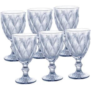 Conjunto 6 Taças de Vidro 325ml Diamond Azul Metalizado Lyor