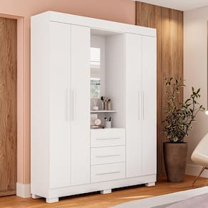 Guarda-Roupa De Casal Mônaco Com Espelho 4 Porta Linhamobília