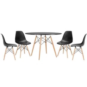 Kit Mesa Jantar Eiffel 100cm Preta + 4 Cadeiras Charles Eames - Preta