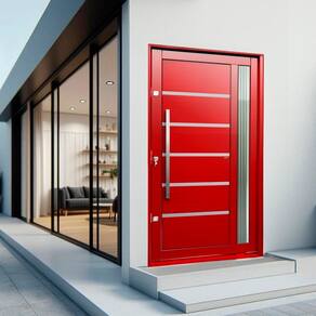 Porta Pivotante Lambril Miraggio com Puxador Lado Direito Elite 216x150 Vermelho