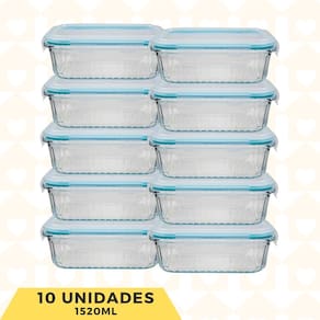 Kit 10 Tigela Pote Hermeticos Canelados 1520ML Grande Marmita