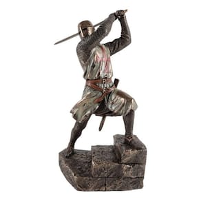 Estátua Guerreiro Templário Das Cruzadas Resina Fundida 30Cm