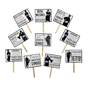 Placas Divertidas Halloween Pânico Pacote Com 10 Unidades