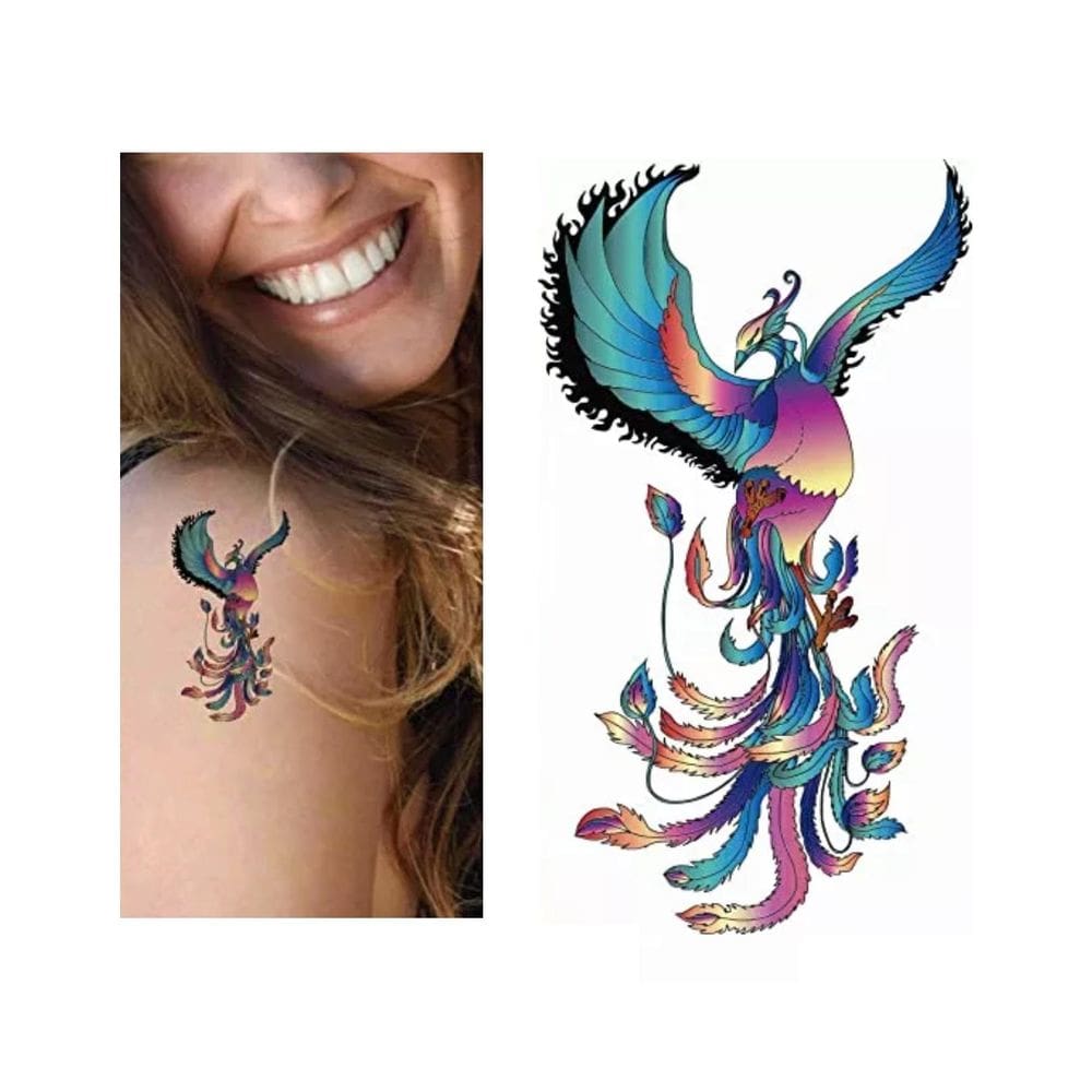 Tatuagem Temporária De Fênix Colorida